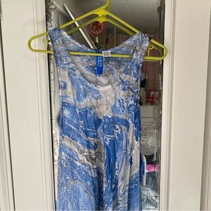 Blue and White Maxi Beach Dress